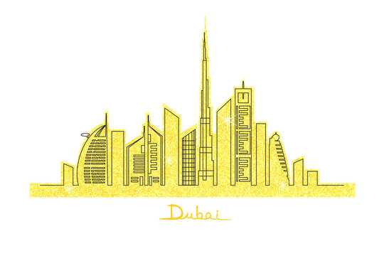 Dubai city on the golden glitter