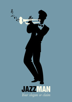 Trumpeter playing a song. Musical note