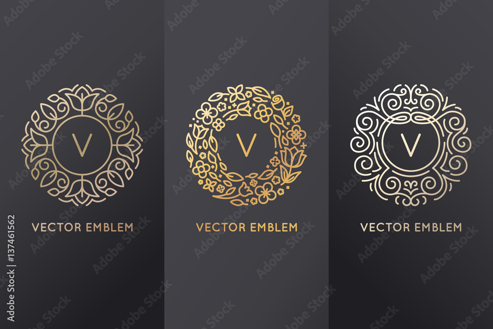 Aufkleber vector set of logo design templates and monogram frames