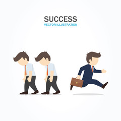 Men go different way. One man go right with inspiration and others go left with sadness.