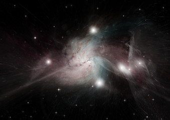 Stars, dust and gas nebula in a far galaxy