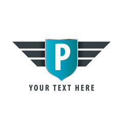 Initial Letter P Shield Icon Design Logo Template
