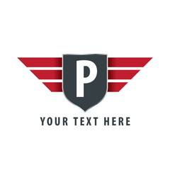 Initial Letter P Shield Icon Design Logo Template