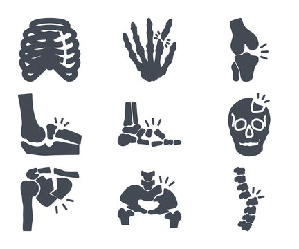 Broken Bones Human Skeleton Silhouette Icon