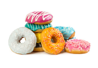 Various colorful donuts - obrazy, fototapety, plakaty