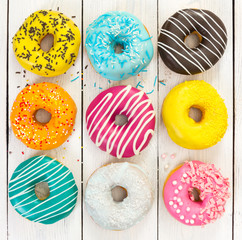 Different colorful donuts