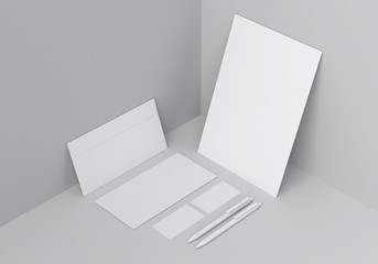 Base white stationery mock-up template for branding identity in grey corner for graphic designers...
