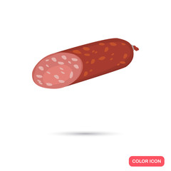 Realistic smoked sausage color flat icon. For web and mobile design