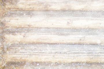 Obraz premium blurred wooden background with snow winter