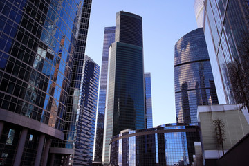 Fototapeta na wymiar skyscrapers on a background of blue sky