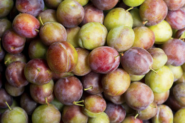 Overhead Shot of Ripening Plums for Backgrounds
