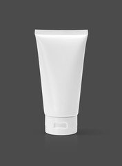 blank packaging cosmetic tube isolated on gray background