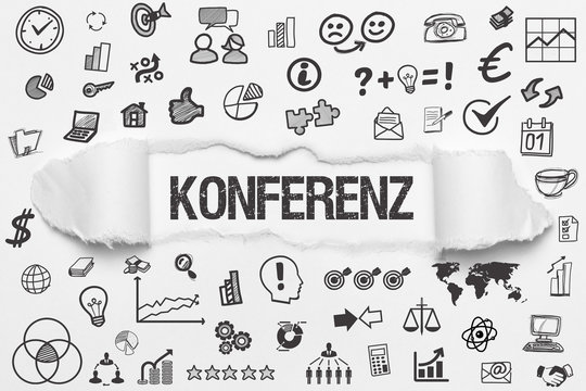 Konferenz / wei&szlig;es Papier mit Symbole