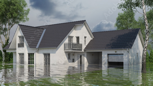 Haus mit Wasserschaden nach Hochwasser\ Haus mit Wasserschaden nach Hochwasser\