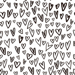 Seamless pattern with hand drawn hearts. Creative expressive background
