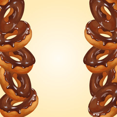Background with chocolate donuts with space for text. Illustration