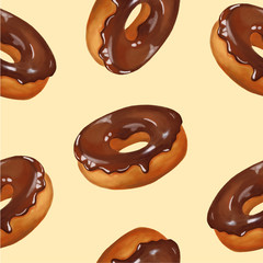 Seamless background with donuts. Sweet pattern. Illustration