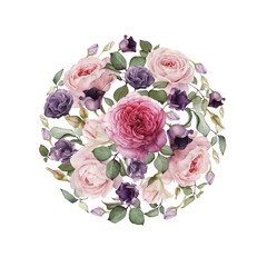 Greeting card with roses, watercolor, can be used as invitation card for wedding, birthday and other holiday and  summer background. 
