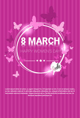 8 March International Women Day Greeting Card Flat Vector Illustration