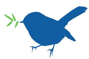 Vector little bird carrying wood chip