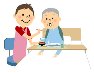 食事介助　シニア男性