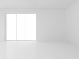 White empty interior with window. 3d rendering