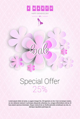 8 March International Women Day Sale Shopping Discount Flat Vector Illustration