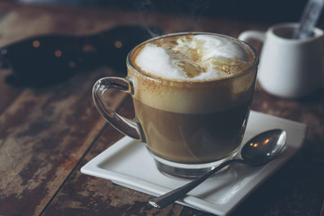 Hot coffee in a coffee cup