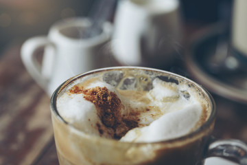 Hot coffee in a coffee cup