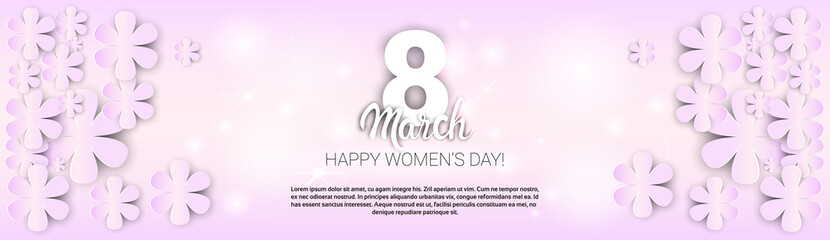 8 March International Women Day Greeting Card Flat Vector Illustration