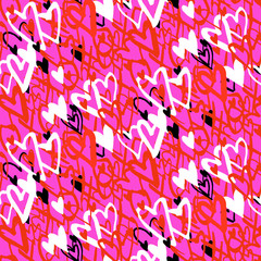 Pattern with hand painted hearts