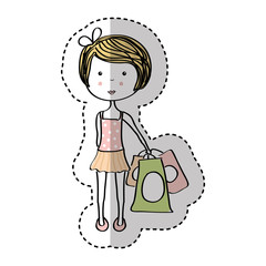 little girl drawing isolated icon vector illustration design