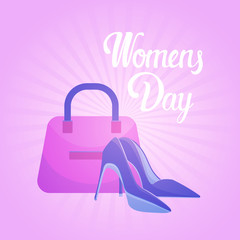 8 March International Women Day Greeting Card Flat Vector Illustration
