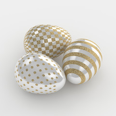 3d render of Easter glitter and pearl eggs