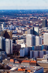 BERLIN, GERMANY - MARCH 22, 2015: Aerial bird eye view of the city of Berlin Germany. Berlin skyline