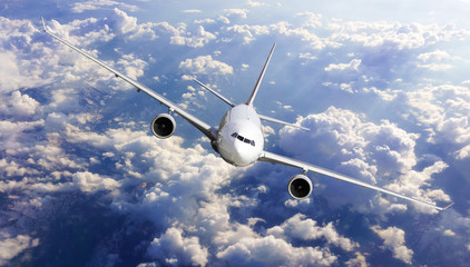 Naklejka na ściany i meble Airplane in the sky. Passenger Airliner