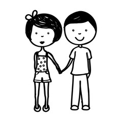 young couple avatars drawing vector illustration design