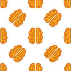 Brain vector icon seamless pattern, tiling ornament on white. Vector background.