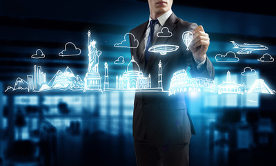 Travel around the world . Mixed media