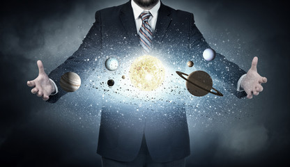 Whole universe in hands . Mixed media © Sergey Nivens