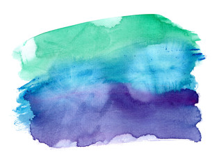 Vibrant emerald green to dark purple gradient painted in watercolor on clean white background - 137474347