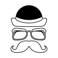 face male hipster style vector illustration design