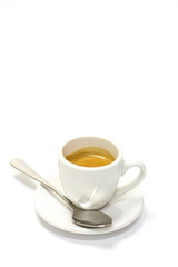 The espresso coffee on white background