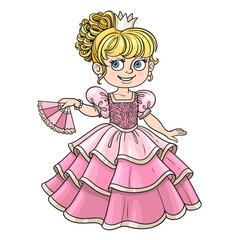 Lovely princess with fan in hand isolated on white background © Azuzl