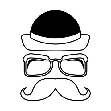 face male hipster style vector illustration design