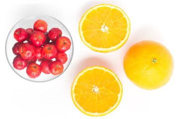 Fototapeta na wymiar Brazilian Acerola Cherry and Orange Fruit