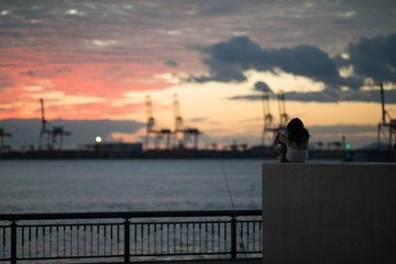 Sunset at Osaka bay,japan