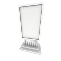 LCD Screen Stand. Blank Trade Show Booth. 3d render of lcd screen isolated on white background. High Resolution. Ad template for your expo design.