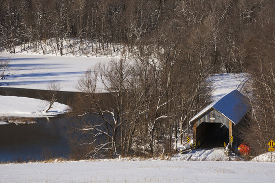 Eustis covered bridge, circa 1908; Waterville, Quebec, Canada