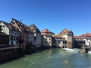 Case a colombage sui canali di Strasburgo, Alsazia, Francia